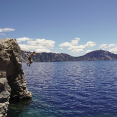 Jumping in Crater Lake